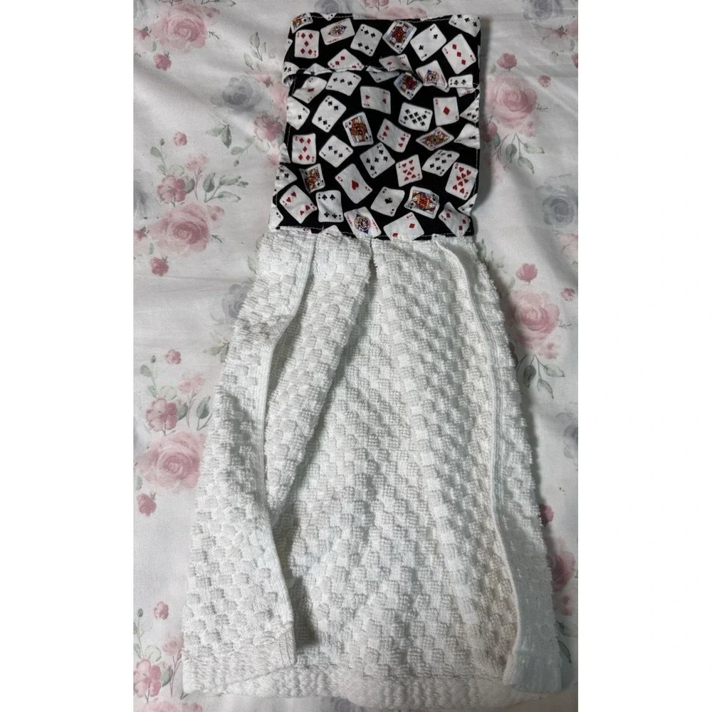 Playing Cards Kitchen Hand Towel Hanging Dish Towel‎ Black White 6x18